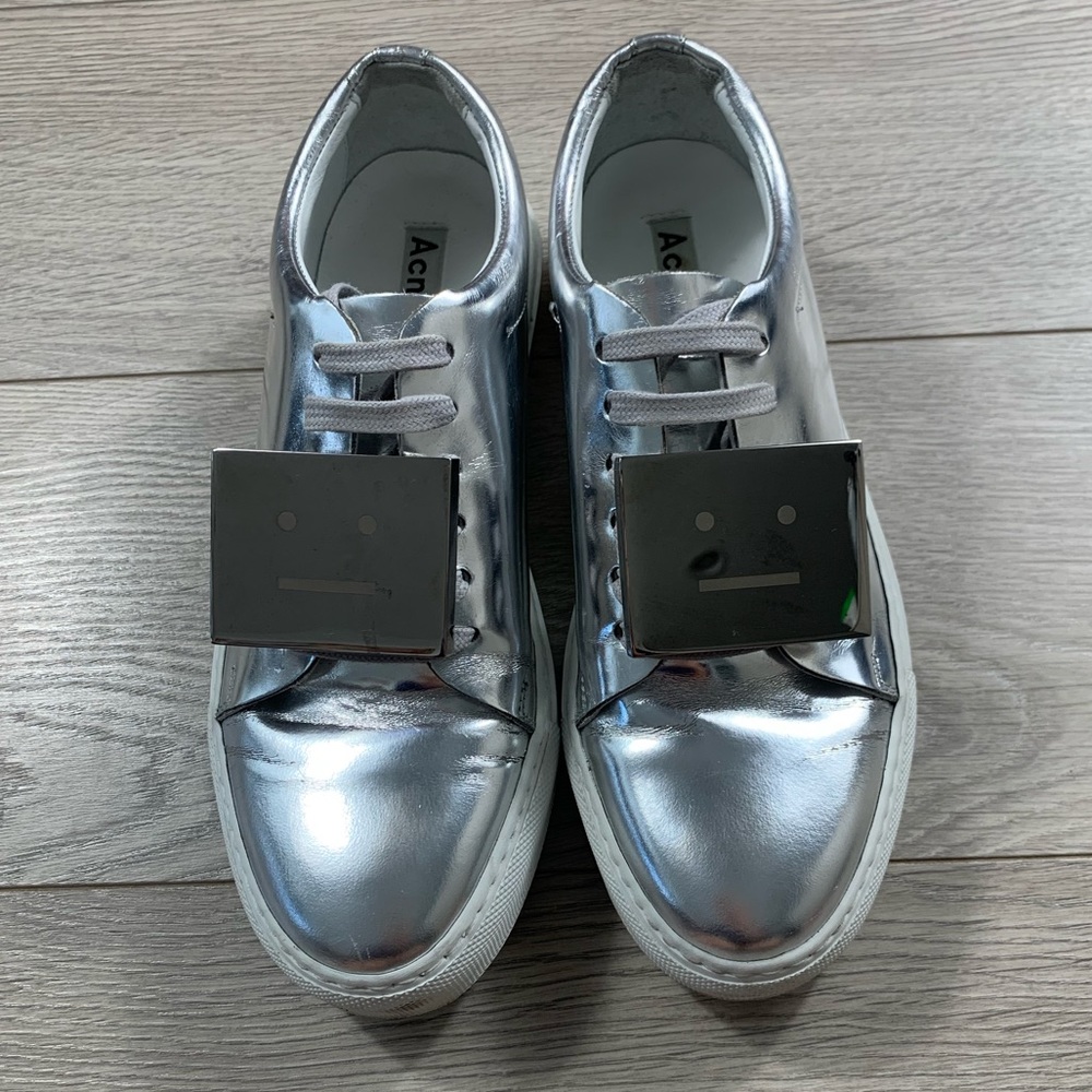 Acne Studios Silver Metallic "Adriana" Face Sneakers - Picture 9 of 15